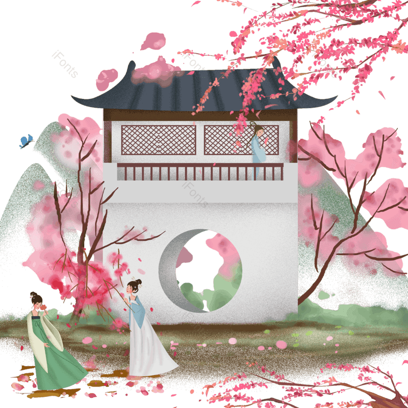 中国风图片,春季元素,樱花PNG,古风免抠素材